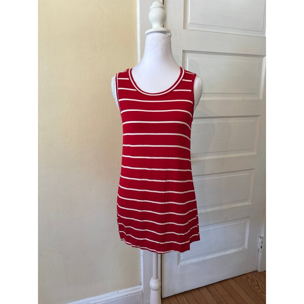 Tank Top woman's essentials layering red white stripes America 4th of July NEW